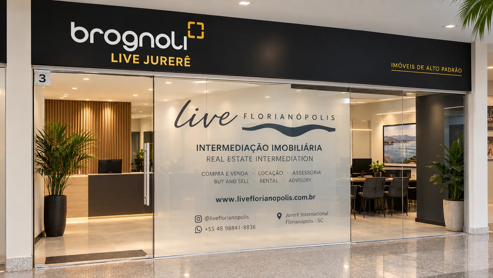Fachada da Loja Live Jurerê, em Jurerê Internacional