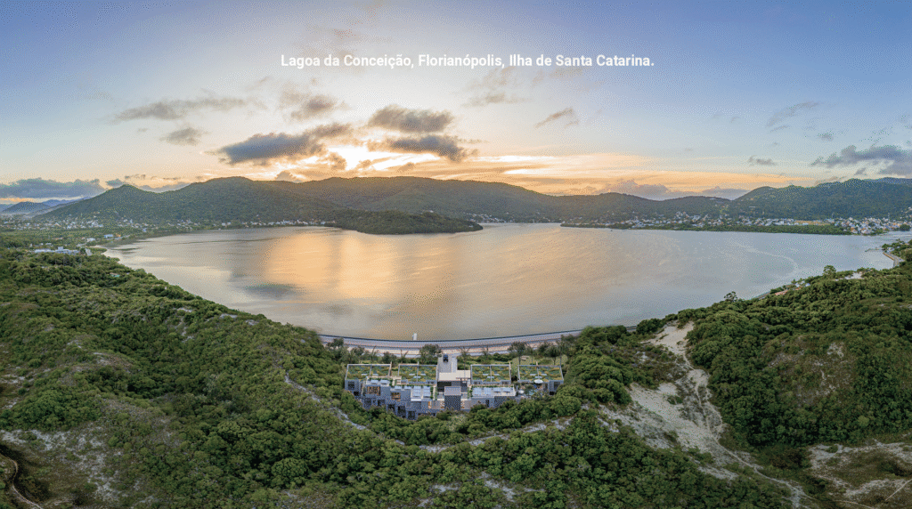 Casas de alto padrão do Jacarandá Lagoa da Conceição com arquitetura contemporânea e integração à natureza.