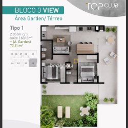 Apartamento com 60m², 2 quartos (sendo 1 suíte), 1 garagem, no bairro Canasvieiras em Florianópolis