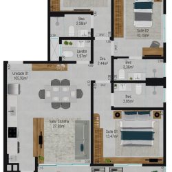 Planta 04 - 3 dorm 105,93m²