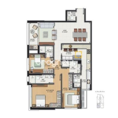Apartamento com 131m², 3 quartos (sendo 3 suítes), 3 garagens, no bairro Beira Mar Norte em Florianópolis