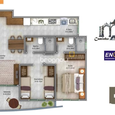 Apartamento com 73m², 2 quartos (sendo 1 suíte), 1 garagem, no bairro Açores em Florianópolis