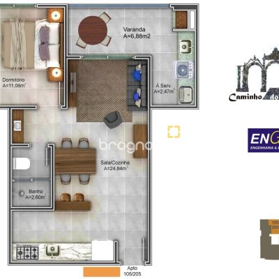 Apartamento com 53m², 1 quarto, 1 garagem, no bairro Açores em Florianópolis