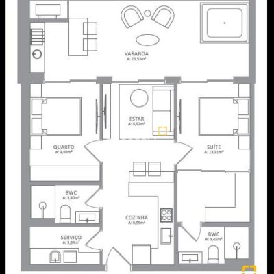 Apartamento com 91m², 2 quartos (sendo 1 suíte), 1 garagem, no bairro Campeche em Florianópolis