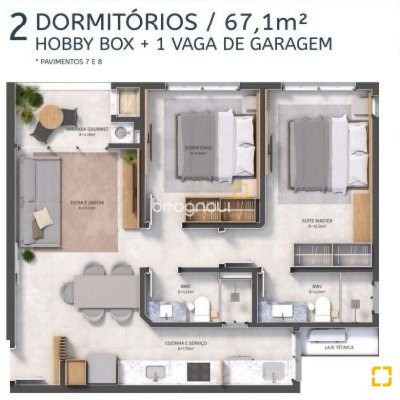Apartamento com 66m², 2 quartos (sendo 1 suíte), 1 garagem, no bairro Saco dos Limões em Florianópolis