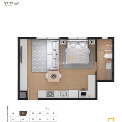Loft com 37m², 1 quarto (sendo 1 suíte), 1 garagem, no bairro Pantanal em Florianópolis