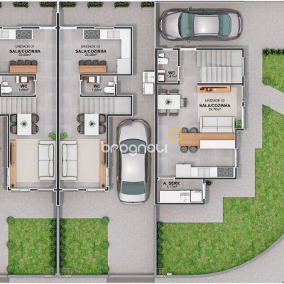 Casa com 86m², 3 quartos (sendo 1 suíte), 2 garagens, no bairro Sertão do Maruim em São José