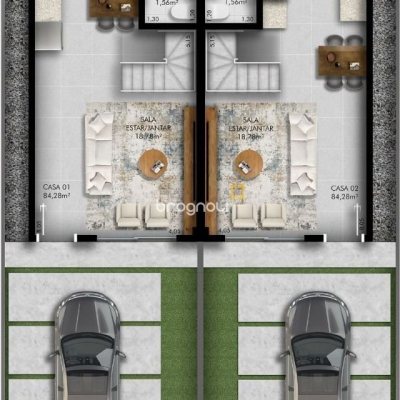 Casa com 84m², 2 quartos (sendo 2 suítes), 1 garagem, no bairro Centro em Palhoça