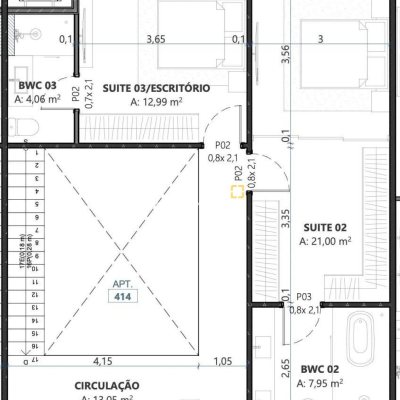 Apartamento com 148m², 3 quartos (sendo 3 suítes), 2 garagens, no bairro Campeche em Florianópolis