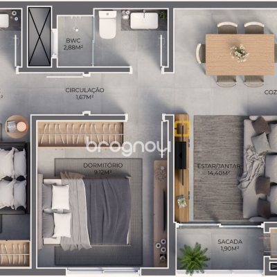 Apartamento com 59m², 2 quartos (sendo 1 suíte), 1 garagem, no bairro Ingleses em Florianópolis