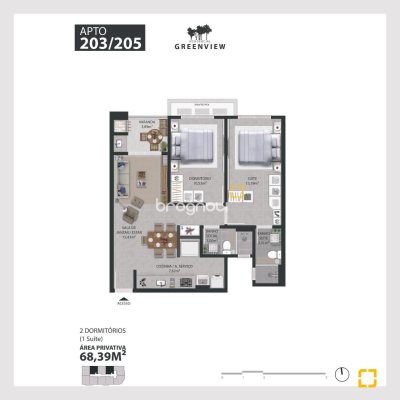 Apartamento com 68m², 2 quartos (sendo 1 suíte), 1 garagem, no bairro Ingleses em Florianópolis