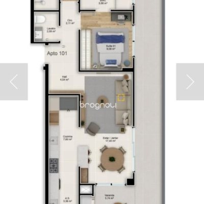 Apartamento com 84m², 2 quartos (sendo 2 suítes), 1 garagem, no bairro Estreito em Florianópolis