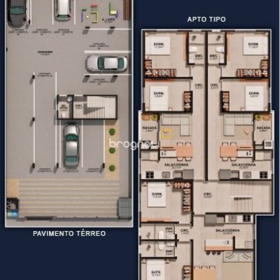 Apartamento com 71m², 2 quartos (sendo 1 suíte), 1 garagem, no bairro Serraria em São José