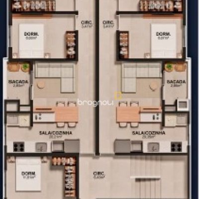 Apartamento com 57m², 2 quartos, 1 garagem, no bairro Serraria em São José
