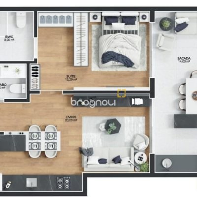 Apartamento com 58m², 1 quarto (sendo 1 suíte), 1 garagem, no bairro Vila Nova em Imbituba