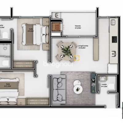 Apartamento com 67m², 2 quartos (sendo 2 suítes), 1 garagem, no bairro Ingleses em Florianópolis