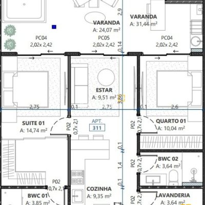 Apartamento com 84m², 2 quartos (sendo 1 suíte), 1 garagem, no bairro Campeche em Florianópolis