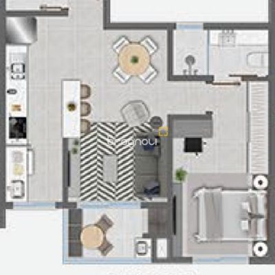 Apartamento com 54m², 1 quarto (sendo 1 suíte), 1 garagem, no bairro Jurerê em Florianópolis