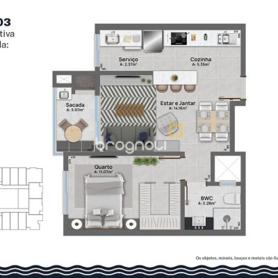 Apartamento com 47m², 1 quarto, 1 garagem, no bairro Canasvieiras em Florianópolis