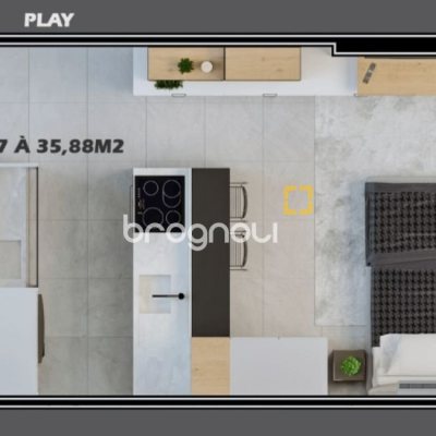 Studio com 34m², 1 quarto, 1 garagem, no bairro Trindade em Florianópolis