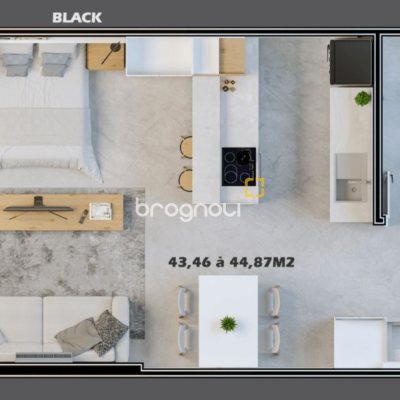 Studio com 44m², 1 quarto, 1 garagem, no bairro Trindade em Florianópolis