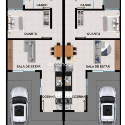 Casa de Condomínio com 47m², 2 quartos, 2 garagens, no bairro Forquilhas em São José