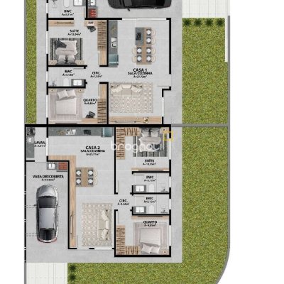 Casa com 78m², 2 quartos (sendo 1 suíte), 1 garagem, no bairro Forquilhas em São José