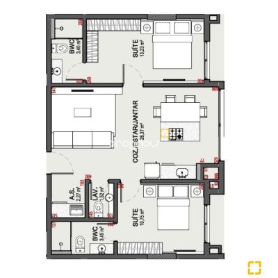 Apartamento com 70m², 2 quartos (sendo 2 suítes), 1 garagem, no bairro Jurerê em Florianópolis