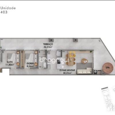 Cobertura com 128m², 2 quartos (sendo 1 suíte), 1 garagem, no bairro Cachoeira do Bom Jesus em Florianópolis