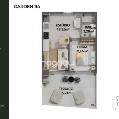 Apartamento com 33m², 1 quarto, no bairro Cachoeira do Bom Jesus em Florianópolis