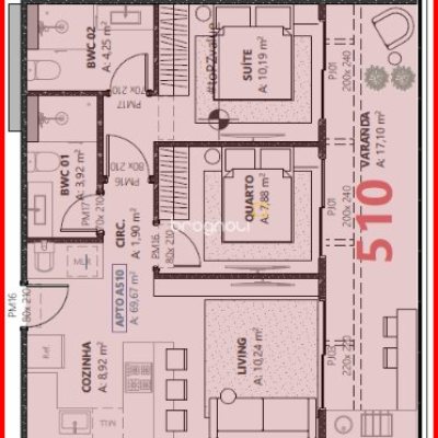 Apartamento com 69m², 2 quartos (sendo 1 suíte), 1 garagem, no bairro Morro das Pedras em Florianópolis