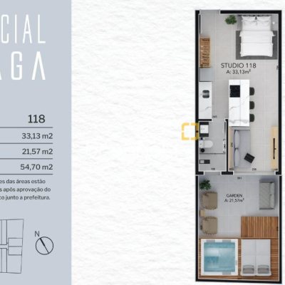 Studio com 54m², 1 quarto, 1 garagem, no bairro Campeche em Florianópolis