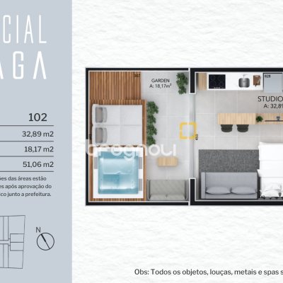 Studio com 54m², 1 quarto, 1 garagem, no bairro Campeche em Florianópolis