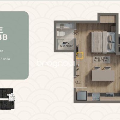 Studio com 29m², 1 quarto (sendo 1 suíte), no bairro Canasvieiras em Florianópolis