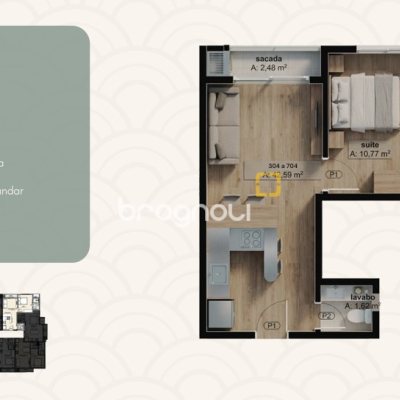 Apartamento com 42m², 1 quarto (sendo 1 suíte), no bairro Canasvieiras em Florianópolis