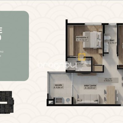Apartamento com 65m², 2 quartos (sendo 1 suíte), 1 garagem, no bairro Canasvieiras em Florianópolis