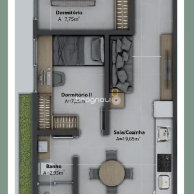 Apartamento com 45m², 2 quartos, 1 garagem, no bairro Ribeirão da Ilha em Florianópolis