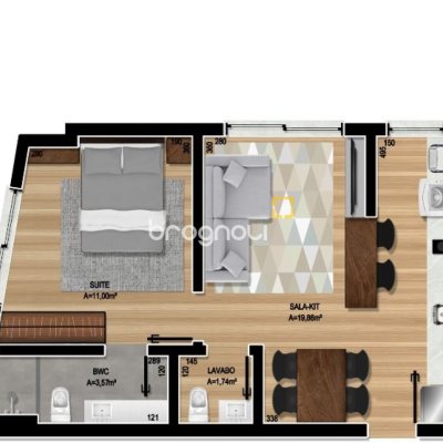 Apartamento com 43m², 1 quarto (sendo 1 suíte), 1 garagem, no bairro Trindade em Florianópolis