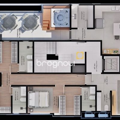 Apartamento com 91m², 3 quartos (sendo 1 suíte), 1 garagem, no bairro Centro em Palhoça