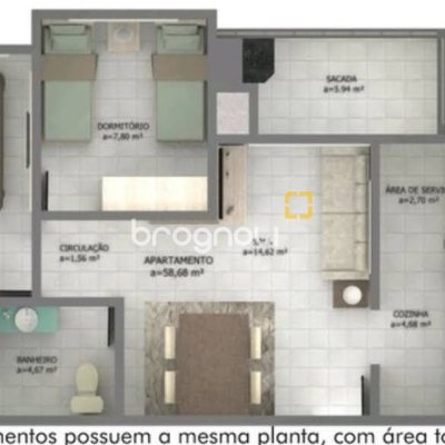 Apartamento com 58m², 2 quartos, 1 garagem, no bairro Balneário em Florianópolis