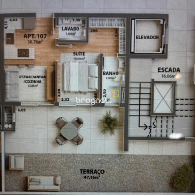 Apartamento com 81m², 1 quarto (sendo 1 suíte), 1 garagem, no bairro Campeche em Florianópolis
