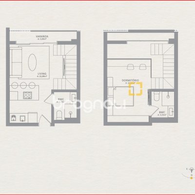 Loft com 54m², 1 quarto (sendo 1 suíte), 1 garagem, no bairro Campeche em Florianópolis