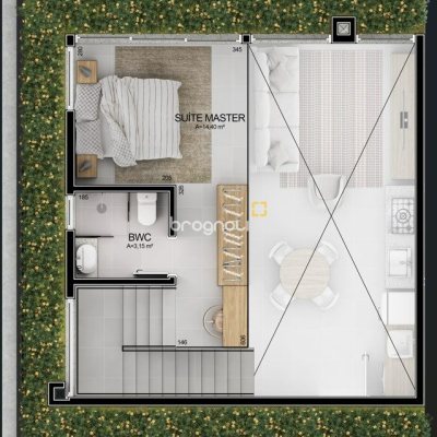 Loft com 74m², 2 quartos (sendo 1 suíte), no bairro Barra da Lagoa em Florianópolis