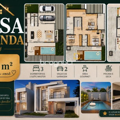 Casa com 210m², 3 quartos (sendo 1 suíte), 2 garagens, no bairro Cachoeira do Bom Jesus em Florianópolis