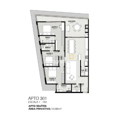 Apartamento com 141m², 3 quartos (sendo 3 suítes), 2 garagens, no bairro Jurerê em Florianópolis