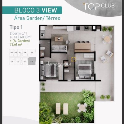 Apartamento com 60m², 2 quartos (sendo 1 suíte), 1 garagem, no bairro Canasvieiras em Florianópolis