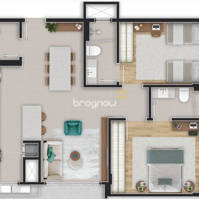 Apartamento com 69m², 2 quartos (sendo 2 suítes), 1 garagem, no bairro Centro em Florianópolis