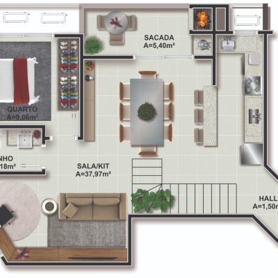 Cobertura com 102m², 3 quartos, 2 suítes, 2 garagens, no bairro Itacorubi em Florianópolis