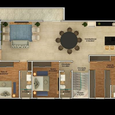 Casa Residencial com 300m², 3 quartos, 2 suítes, 2 garagens, no bairro Pedra Branca em Palhoça