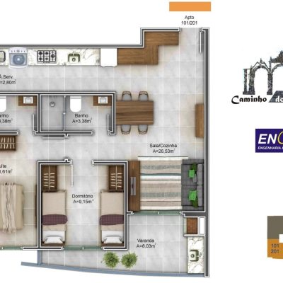 Apartamentos com 73m², 2 quartos, 1 suíte, 1 garagem, no bairro Açores em Florianópolis